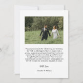 Carte De Remerciements Mariage Photo Script Moderne (Dos)