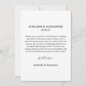 Carte De Remerciements Mariage Photo Script Moderne (Dos)