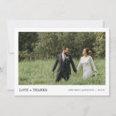 Carte De Remerciements Mariage Photo Script Moderne (Devant)