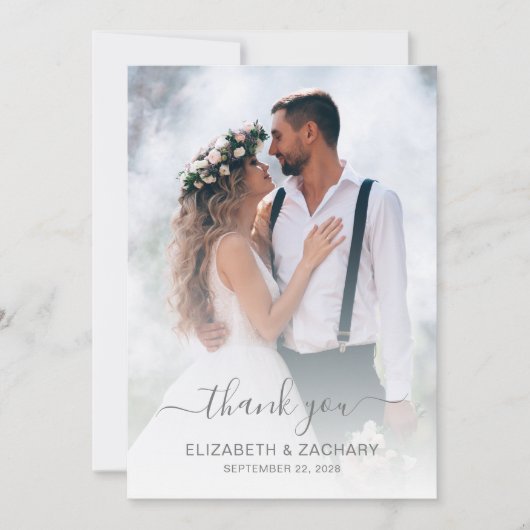 Carte De Remerciements Mariage Photo Silver Parties scintillant Driver (Devant)