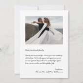 Carte De Remerciements Mariage photo simple (Dos)