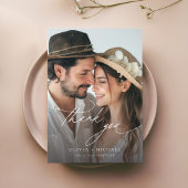 Carte De Remerciements Mariage photo simple de script Delicate