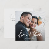 Carte De Remerciements Mariage photo simple de typographie moderne (Devant / Derrière)