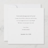 Carte De Remerciements Mariage photo simple de typographie moderne (Dos)