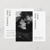 Carte De Remerciements Mariage photo simple de typographie moderne (Devant / Derrière)