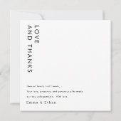 Carte De Remerciements Mariage photo simple de typographie moderne (Dos)