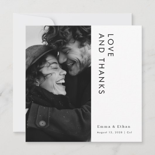 Carte De Remerciements Mariage photo simple de typographie moderne (Devant)