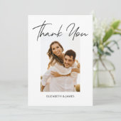 Carte De Remerciements Mariage photo simple écrit à la main (Debout devant)