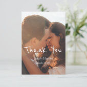 Carte De Remerciements Mariage photo simple écriture manuscrite (Debout devant)