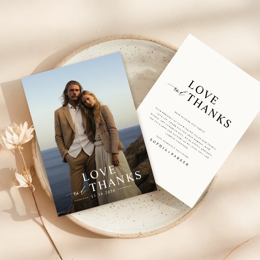 Carte De Remerciements Mariage photo simple et élégant