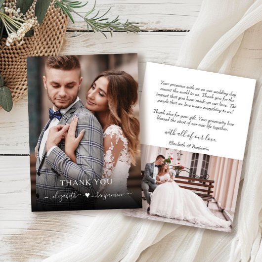 Carte De Remerciements Mariage photo simple et moderne