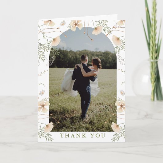 Carte De Remerciements Mariage photo simple Fleur sauvage Arch (Devant)