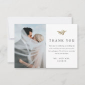 Carte De Remerciements Mariage photo Simple Gold Branch (Devant)