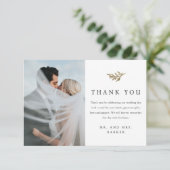 Carte De Remerciements Mariage photo Simple Gold Branch (Debout devant)