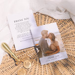 Carte De Remerciements Mariage photo simple minimaliste et élégant<br><div class="desc">Un simple carte de remerciements photo qui correspond à notre collection de Faire-part de mariage photo rustiques et minimalistes. Cette conception comporte une grande photo verticale sur le devant au-dessus de "merci" en italique serif minuscule. Le dos du design comporte un message de remerciement chaleureux personnalisé pour l'express de votre...</div>