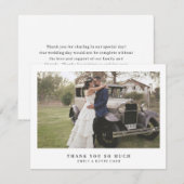 Carte De Remerciements Mariage Photo Simple Moderne Élégant Minimaliste (Devant / Derrière)