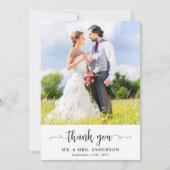 Carte De Remerciements Mariage photo simple moderne en couple personnalis (Devant)