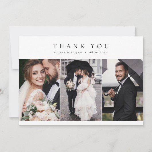 Carte De Remerciements Mariage photo simple moderne W Note Multiphoto (Devant)