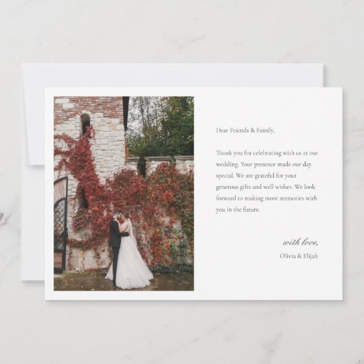 Carte De Remerciements Mariage photo simple moderne W Note Multiphoto (Dos)