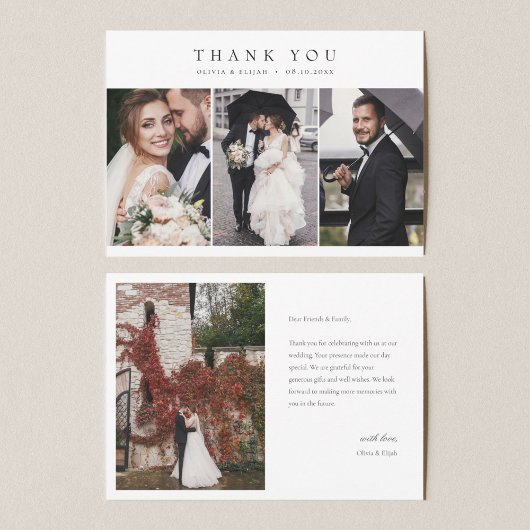 Carte De Remerciements Mariage photo simple moderne W Note Multiphoto