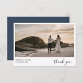 Carte De Remerciements Mariage photo simple Navy Blue Landcape (Devant / Derrière)