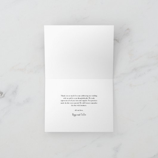 Carte De Remerciements Mariage photo Simple Script 3 (Intérieur)