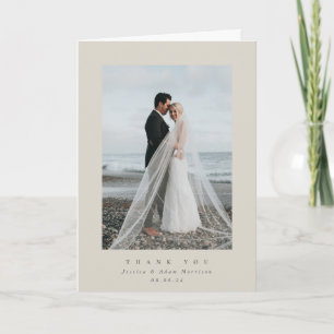 Carte De Remerciements Mariage photo simple Ultra Minimal Beige