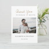 Carte De Remerciements Mariage photo Simply Chic Modern Gold Script (Debout devant)