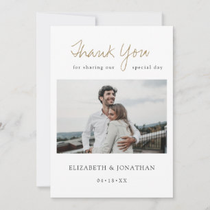 Carte De Remerciements Mariage photo Simply Chic Modern Gold Script