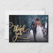 Carte de remerciements Mariage photo stylé Gold Sc (Devant)