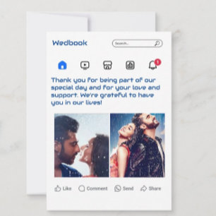Carte De Remerciements Mariage photo sur le thème des médias sociaux mode