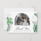 Carte De Remerciements Mariage photo Tropical Silver Palm Arch (Devant)