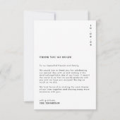 Carte De Remerciements Mariage Photo Typographie Minimaliste Classique (Dos)