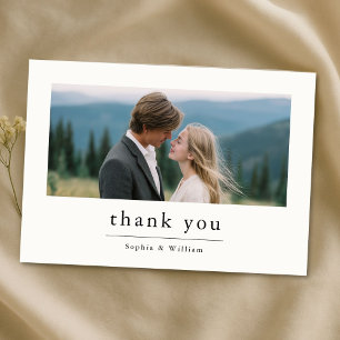 Carte De Remerciements Mariage photo typographie moderne minimaliste