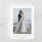 Carte De Remerciements Mariage photo unique Ultra Minimal blanc (Devant)