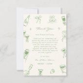 Carte De Remerciements Mariage photo vert tiré à la main (Devant)