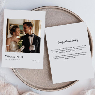 Carte De Remerciements Mariage photo vertical calligraphie simple moderne