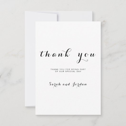 Carte De Remerciements Mariage photo vertical élégant à script simple (Dos)