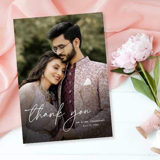 Carte De Remerciements Mariage photo vertical minimaliste moderne