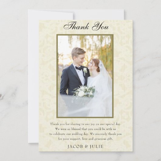 Carte De Remerciements Mariage photo vintage Lace Elegant (Devant)