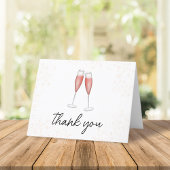 Carte De Remerciements Mariage Pink Calligraphie Script Champagne