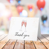 Carte De Remerciements Mariage Pink Calligraphie Script Champagne