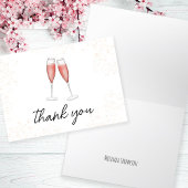 Carte De Remerciements Mariage Pink Calligraphie Script Champagne
