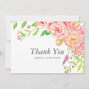 Carte De Remerciements Mariage Pink Peony