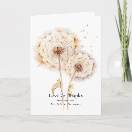 Carte De Remerciements Mariage Pissenlit (Devant)