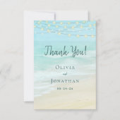 Carte De Remerciements Mariage plage Ocean String Lights (Devant)