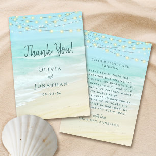 Carte De Remerciements Mariage plage Ocean String Lights