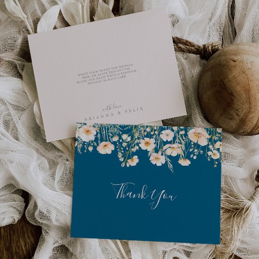 Carte De Remerciements Mariage plat classique Boho Blush Fleur sauvage