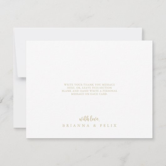 Carte De Remerciements Mariage plat classique en or bordeaux blanc (Dos)