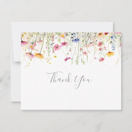 Carte De Remerciements Mariage plat couleur Meadow Fleur sauvage (Devant)